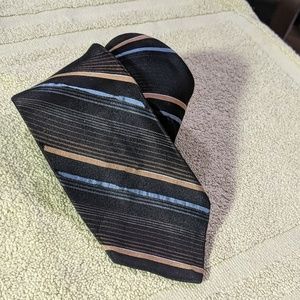 All Silk Necktie - Blue and Orange Strips